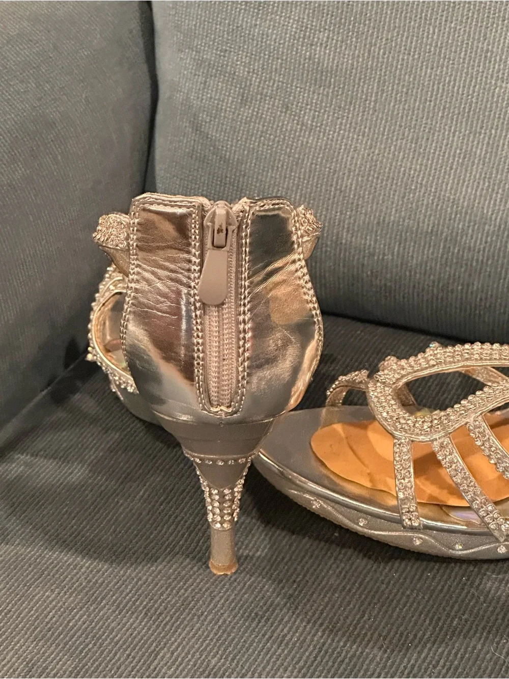 Women's Sparkling Rose Gold Strappy Evening Heels